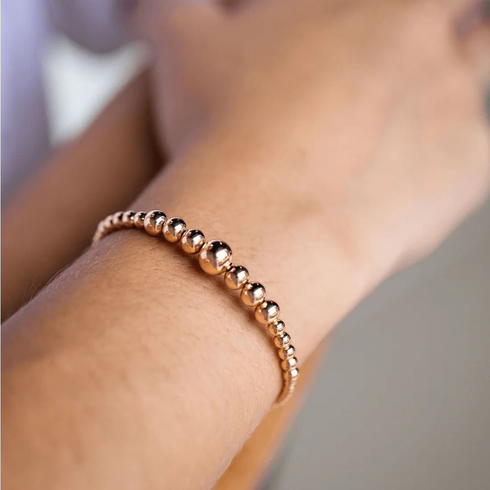 Elegant Graduated Gold Plated Beaded Bracelet
